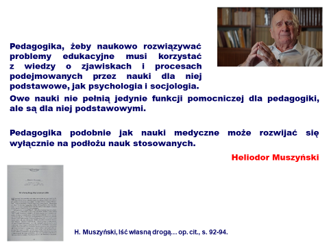 H. Muszyński, Iść własną drogą i być wiernym sobie, s. 92-94, w: A. Cybal-Michalska, A. Gromkowska-Melosik, K. Kuszak, M. Piorunek, W. Segiet (red.)Tożsamość pedagogiki współczesnej. Wydawnictwo Naukowe UAM, Poznań 2022.