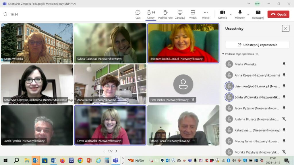 Spotkanie Zespołu Pedagogiki Medialnej, 12 grudnia 2024 r.