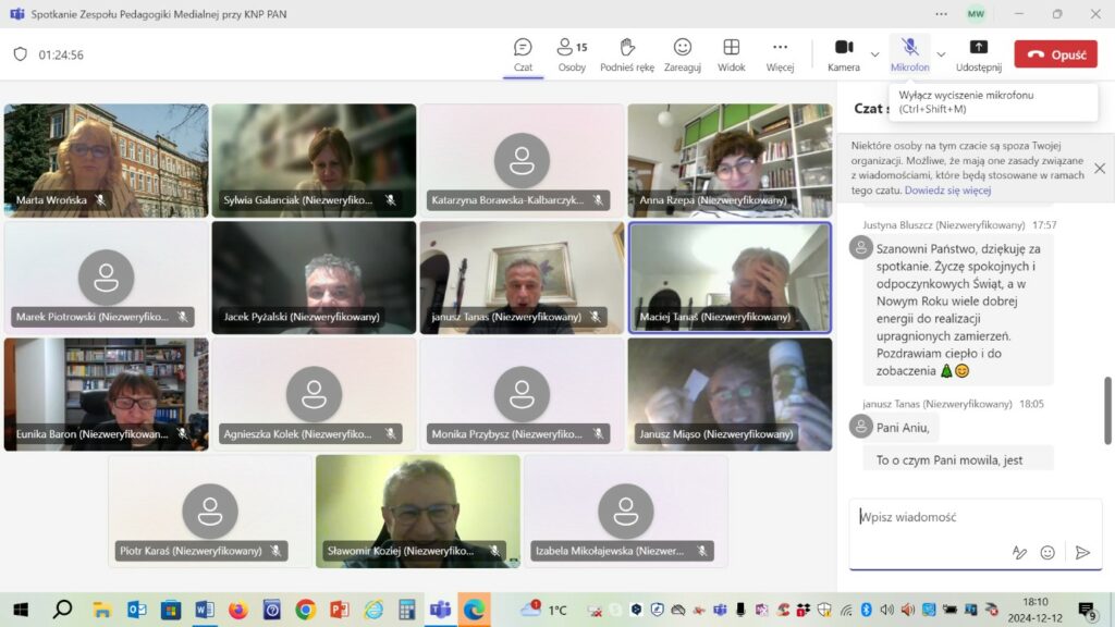 Spotkanie Zespołu Pedagogiki Medialnej, 12 grudnia 2024 r.