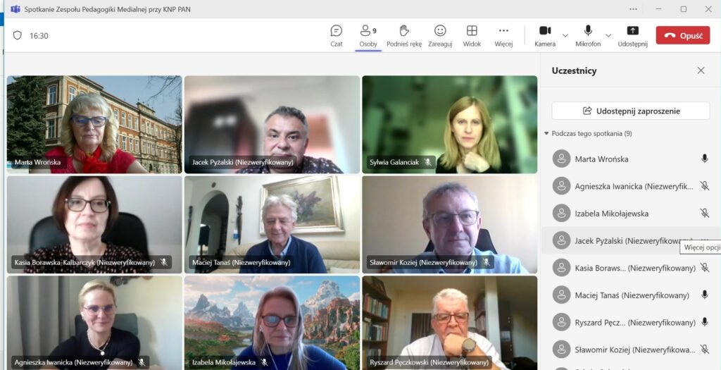 Spotkanie Zespołu Pedagogiki Medialnej przy KNP PAN – 16.04.2025.